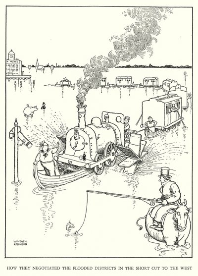 Illustration för Railway Ribaldry av W Heath Robinson (litho) av William Heath Robinson