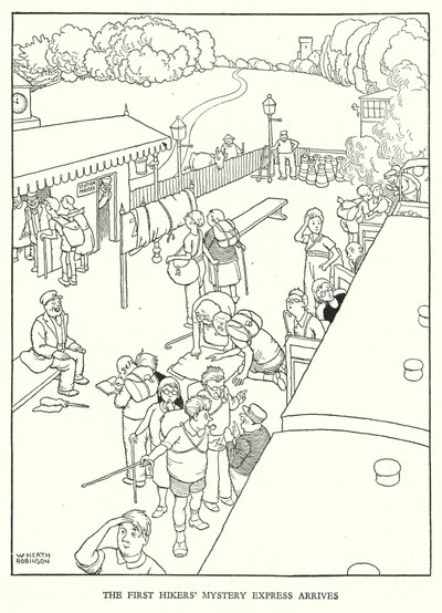 Illustration för Railway Ribaldry av W Heath Robinson (litho) av William Heath Robinson