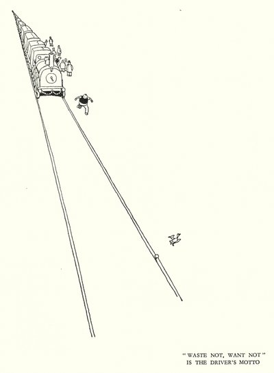 Illustration för Railway Ribaldry av W Heath Robinson (litho) av William Heath Robinson