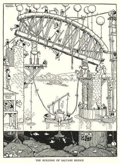 Illustration för Railway Ribaldry av W Heath Robinson (litho) av William Heath Robinson