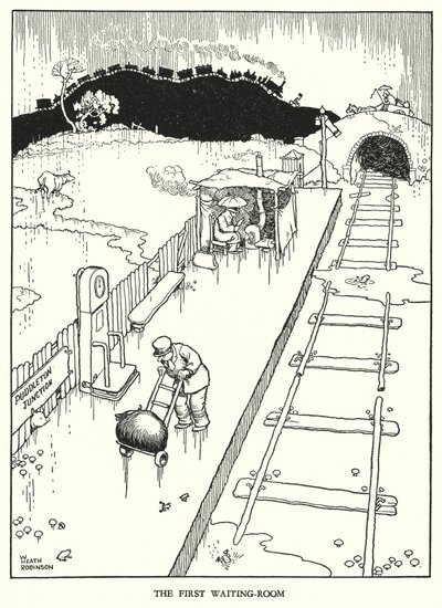 Illustration för Railway Ribaldry av W Heath Robinson (litho) av William Heath Robinson