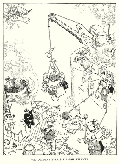 Illustration för Railway Ribaldry av W Heath Robinson (litho) av William Heath Robinson