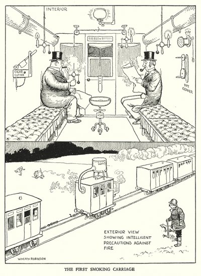 Illustration för Railway Ribaldry av W Heath Robinson (litho) av William Heath Robinson