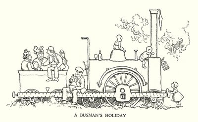 Illustration för Railway Ribaldry av W Heath Robinson (litho) av William Heath Robinson