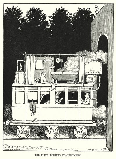 Illustration för Railway Ribaldry av W Heath Robinson (litho) av William Heath Robinson