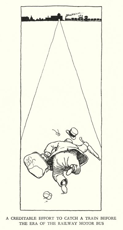 Illustration för Railway Ribaldry av W Heath Robinson (litho) av William Heath Robinson
