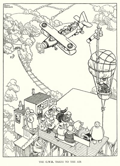 Illustration för Railway Ribaldry av W Heath Robinson (litho) av William Heath Robinson