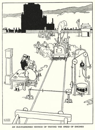 Illustration för Railway Ribaldry av W Heath Robinson (litho) av William Heath Robinson