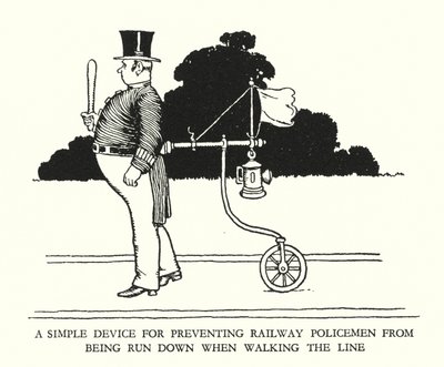 Illustration för Railway Ribaldry av W Heath Robinson (litho) av William Heath Robinson