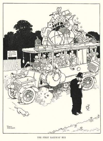Illustration för Railway Ribaldry av W Heath Robinson (litho) av William Heath Robinson