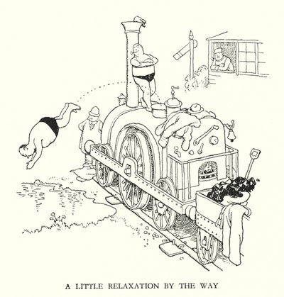Illustration för Railway Ribaldry av W Heath Robinson (litho) av William Heath Robinson