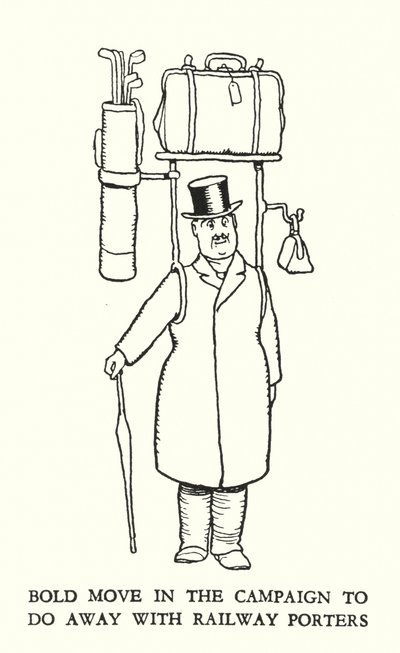 Illustration för Railway Ribaldry av W Heath Robinson (litho) av William Heath Robinson