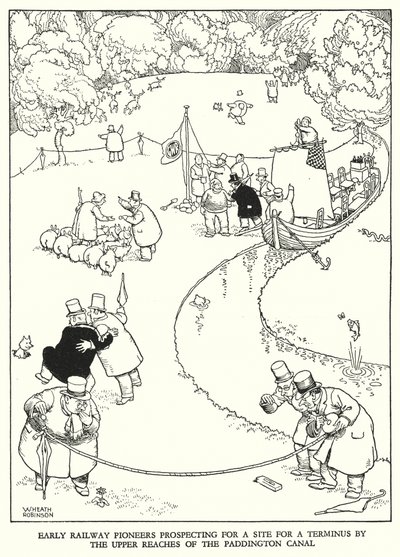 Illustration för Railway Ribaldry av W Heath Robinson (litho) av William Heath Robinson