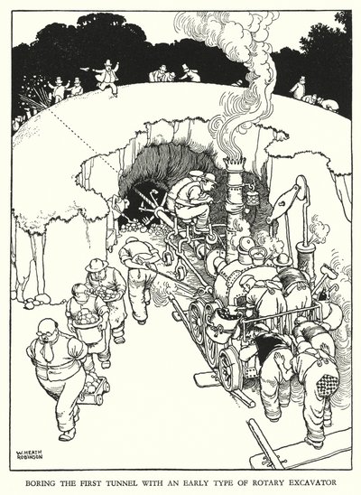 Illustration för Railway Ribaldry av W Heath Robinson (litho) av William Heath Robinson