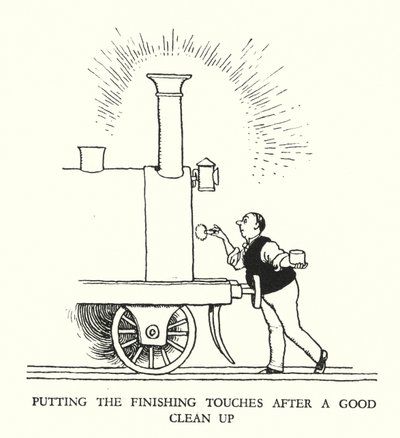 Illustration för Railway Ribaldry av W Heath Robinson (litho) av William Heath Robinson