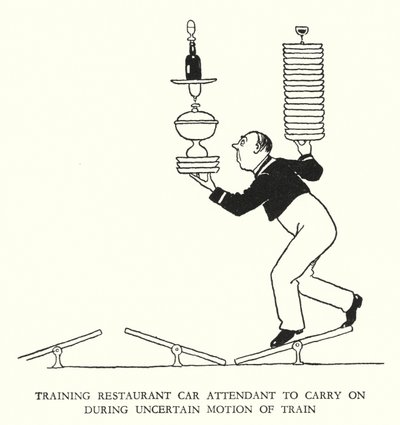 Illustration för Railway Ribaldry av W Heath Robinson (litho) av William Heath Robinson