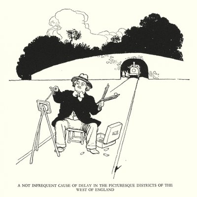 Illustration för Railway Ribaldry av W Heath Robinson (litho) av William Heath Robinson