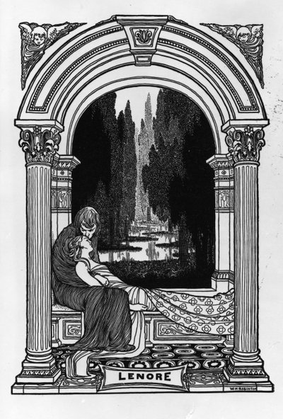 Lenore, från "The Poems of Edgar Allan Poe", 1900 av William Heath Robinson