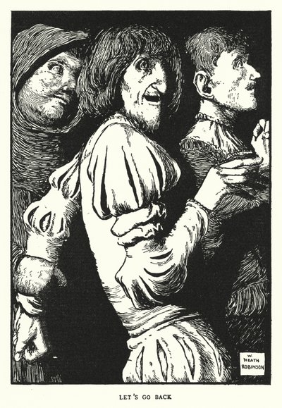 Låt oss gå tillbaka (litho) av William Heath Robinson
