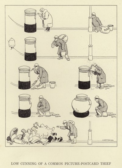 En vanlig vykortstjuvs låga list av William Heath Robinson