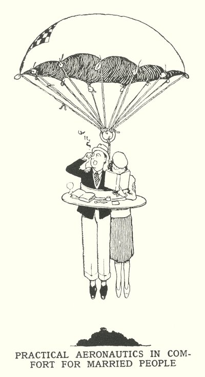 Praktisk flygteknik i komfort för gifta människor (litho) av William Heath Robinson