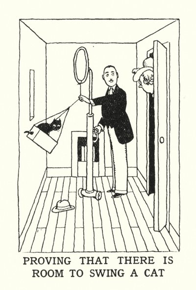 Att bevisa att det finns utrymme att gunga en katt (litho) av William Heath Robinson