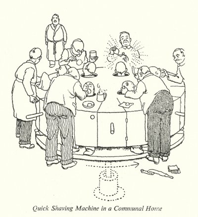 Snabbrakmaskin i ett gemensamt hem (litho) av William Heath Robinson