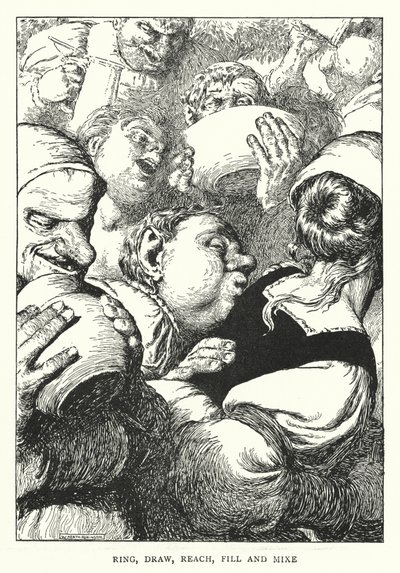 Ring, rita, nå, fyll och blanda (litho) av William Heath Robinson