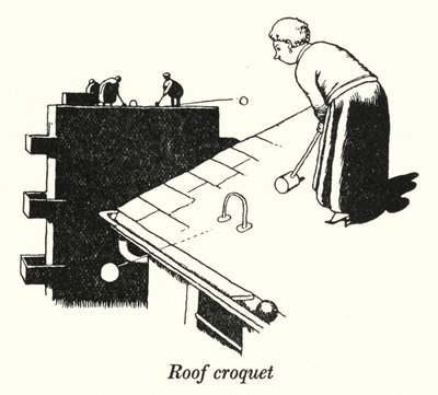 Takkrokett (litho) av William Heath Robinson
