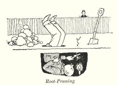 Rotbeskärning (litho) av William Heath Robinson