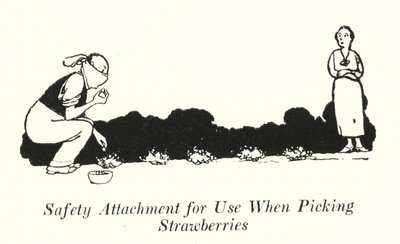 Säkerhetstillbehör för användning vid plockning av jordgubbar (litho) av William Heath Robinson