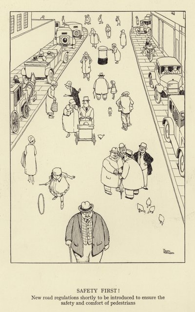Säkerheten först! Nya vägregler kommer inom kort att införas för att säkerställa säkerhet och komfort för fotgängare av William Heath Robinson