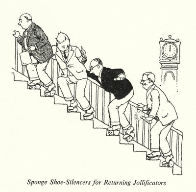 Svampsko-ljuddämpare för återvändande jollificatorer (litho) av William Heath Robinson