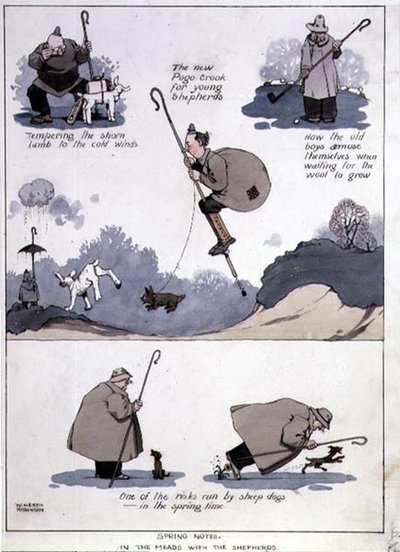Vårnoteringar - I mjöden med herdarna (akvarell) av William Heath Robinson