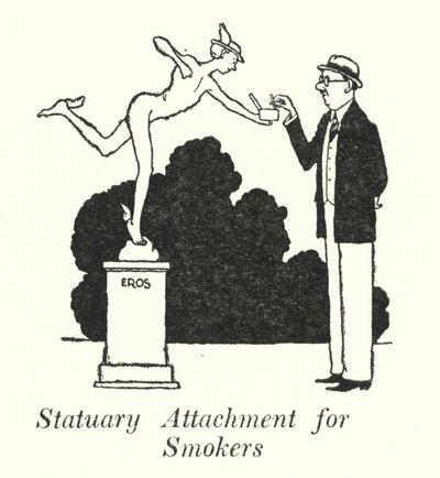Statyfäste för rökare (litho) av William Heath Robinson