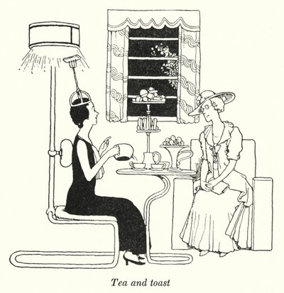 Te och rostat bröd (litho) av William Heath Robinson