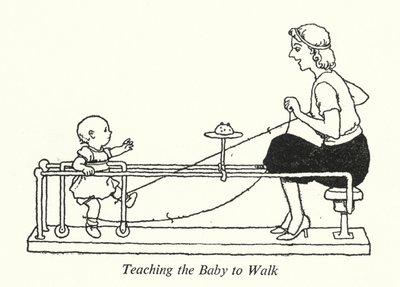 Lära barnet att gå (litho) av William Heath Robinson