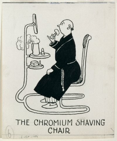 "The Chromium Shaving Chair", detalj från "How to Live in a Flat", publicerad 1936. av William Heath Robinson