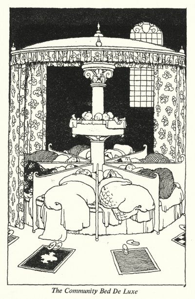 Gemenskapssängen De Luxe (litho) av William Heath Robinson