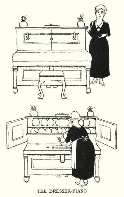 The Dresser-Piano (litho) av William Heath Robinson