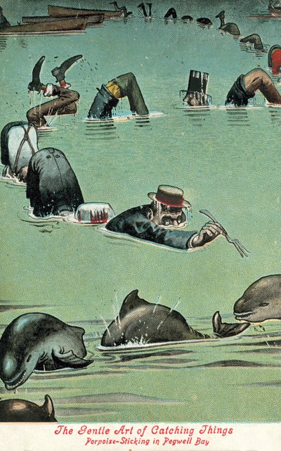 The Gentle Art of Catching Things - Tumlare som sticker i Pegwell Bay (litho i färg) av William Heath Robinson