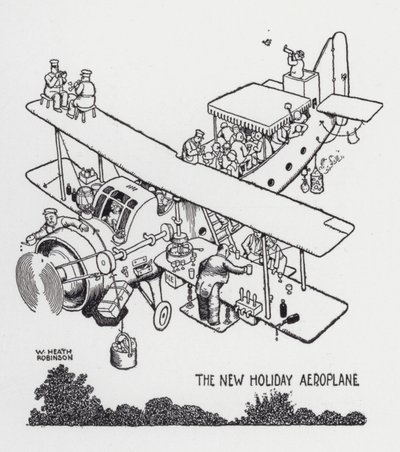 The New Holiday Airplane (litho) av William Heath Robinson