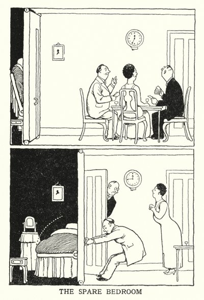Det extra sovrummet (litho) av William Heath Robinson