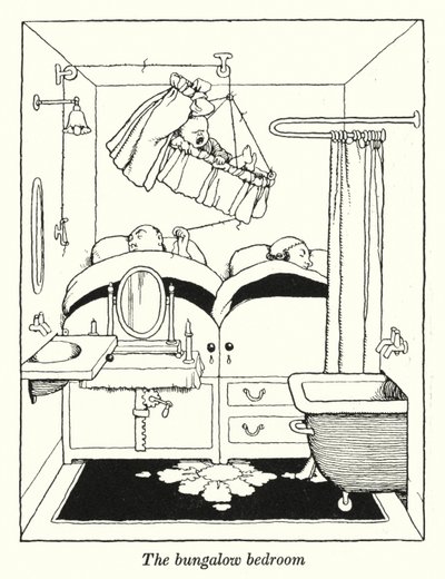 Bungalowsovrummet (litho) av William Heath Robinson