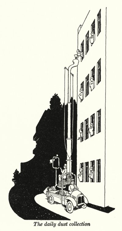 Den dagliga dammuppsamlingen (litho) av William Heath Robinson
