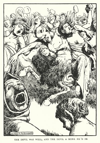 Djävulen mådde bra, och djävulen en munk han skulle vara (litho) av William Heath Robinson