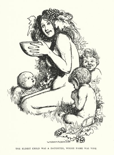 Det äldsta barnet var en dotter som hette Vine (litho) av William Heath Robinson