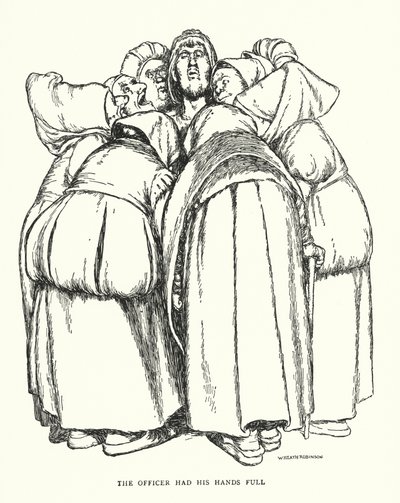 Officeren hade händerna fulla (litho) av William Heath Robinson