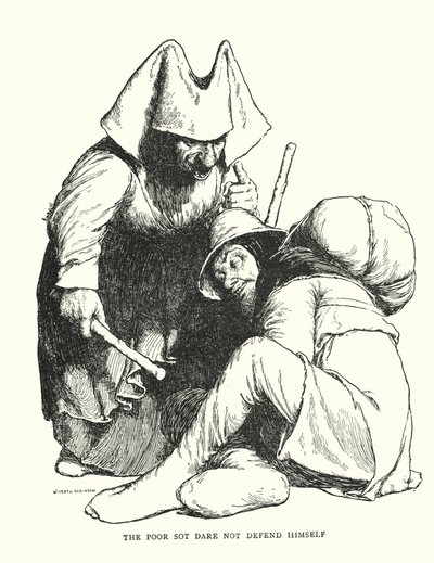 Den stackars soten vågar inte försvara sig (litho) av William Heath Robinson