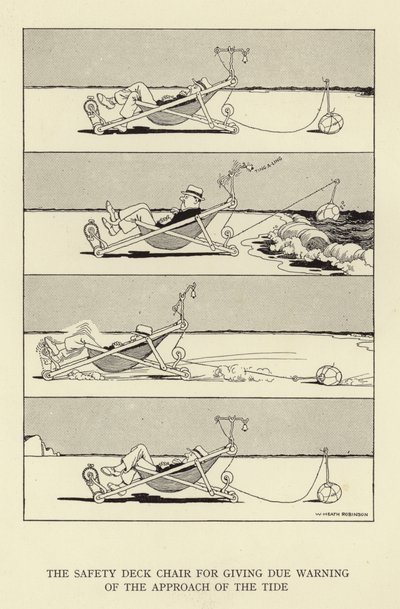 Säkerhetsstolen för att varna om tidvattnet närmar sig av William Heath Robinson